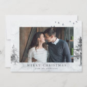 Cartes Pour Fêtes Annuelles Aquarelle Pine d'hiver photo (Devant)