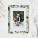 Cartes Pour Fêtes Annuelles Aquarelle Pine et cônes de pin Noël<br><div class="desc">JOY | Envoyez vos salutations de vacances avec cette carte postale de Noël personnalisable. Il comprend des aiguilles de pin aquarelle, des feuilles d'eucalyptus et des pinecones. Personnalisez cette carte de vacances verdoyante en ajoutant vos détails. Cette carte postale de Noël photo est disponible sur d'autres cartes. Des éléments correspondants...</div>