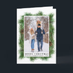 Cartes Pour Fêtes Annuelles Aquarelle Pine Frame Famille Photo Plier<br><div class="desc">Elégante aquarelle moderne Cadre de pin vert avec cônes de pin Famille Photo Joyeux Noël Carte pliée</div>