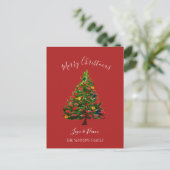 Cartes Pour Fêtes Annuelles Aquarelle Pine Joyeux sapin de Noël (Debout devant)