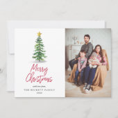 Cartes Pour Fêtes Annuelles Aquarelle Pine Tree photo de Noël (Devant)