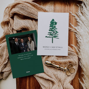 Cartes Pour Fêtes Annuelles Aquarelle Pine Tree photo Noël d'affaires