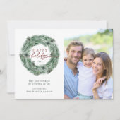 Cartes Pour Fêtes Annuelles Aquarelle Pine Tree Wirath Photo de Noël (Devant)