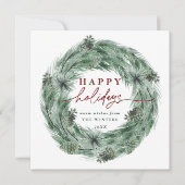 Cartes Pour Fêtes Annuelles Aquarelle Pine Tree Wire Vert & Rouge (Devant)