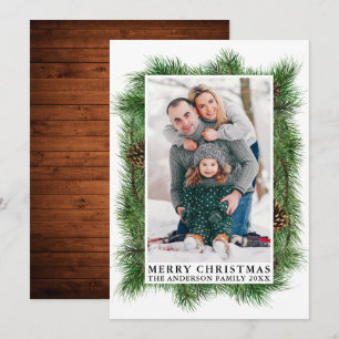 Cartes Pour Fêtes Annuelles Aquarelle Pines Bois Joyeux Noël Photo