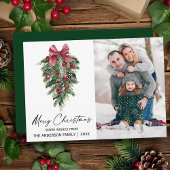 Cartes Pour Fêtes Annuelles Aquarelle Pines Calligraphie Encre Noël Photo