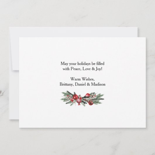 Cartes Pour Fêtes Annuelles Aquarelle Pines Calligraphie Encre Script Photo (Dos)