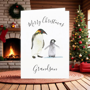 Cartes Pour Fêtes Annuelles Aquarelle Pingouin mignon Joyeux Enfants de Noël