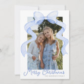 Cartes Pour Fêtes Annuelles Aquarelle Pink Bow Ribbon Sash Noël Photo (Devant)