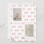 Cartes Pour Fêtes Annuelles Aquarelle Pink Bow Ribbon Sash Noël Photo (Dos)