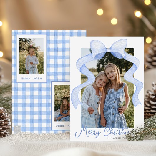 Cartes Pour Fêtes Annuelles Aquarelle Pink Bow Ribbon Sash Noël Photo