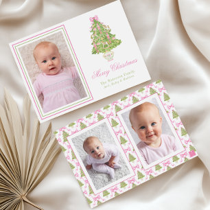 Cartes Pour Fêtes Annuelles Aquarelle Pink Nutcracker Arbre de Noël