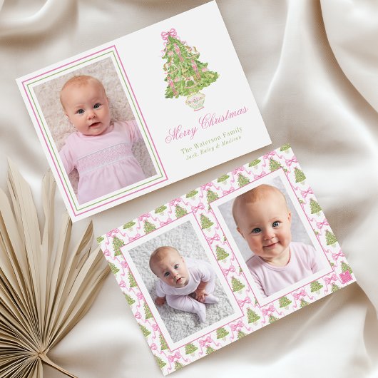 Cartes Pour Fêtes Annuelles Aquarelle Pink Nutcracker Arbre de Noël