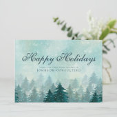 Cartes Pour Fêtes Annuelles Aquarelle pins verts | Salutations (Debout devant)