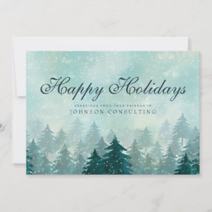 Cartes Pour Fêtes Annuelles Aquarelle pins verts Salutations