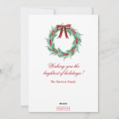 Cartes Pour Fêtes Annuelles Aquarelle Plaid Ruban Garland Noël (Dos)