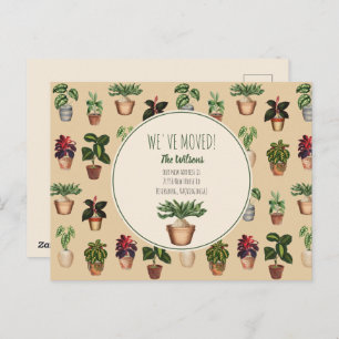 Cartes Pour Fêtes Annuelles Aquarelle Plantes pointillés Nous avons déménagé N