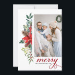 Cartes Pour Fêtes Annuelles Aquarelle Poinsettia Botanique de Noël Photo<br><div class="desc">Joyeux et lumineux ! Célébrez Noël avec cette carte à plat de Noël aquarelle. Il dispose d'une guirlande florale aquarelle de poinsettias rouges,  pinecones,  baies et verdure. Personnalisez en ajoutant des photos,  des noms et des messages. Cette carte photo botanique de Noël est disponible dans d'autres cartons.</div>