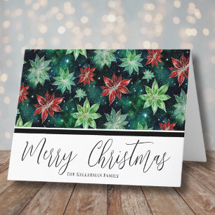 Cartes Pour Fêtes Annuelles Aquarelle Poinsettia Noël