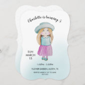 Cartes Pour Fêtes Annuelles Aquarelle poupée douce peinte à la main (Devant / Derrière)