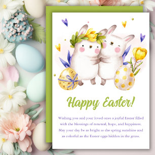 Cartes Pour Fêtes Annuelles Aquarelle Printemps Bunny Floral Pâques
