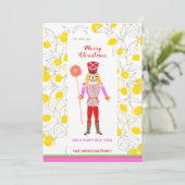 Cartes Pour Fêtes Annuelles Aquarelle Quirky Nutcracker Aime Les Citrons (Debout devant)