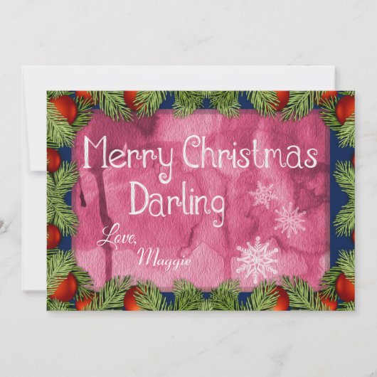 Cartes Pour Fêtes Annuelles Aquarelle romantique Joyeux Noël (Devant)