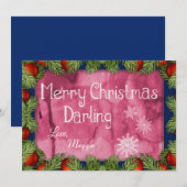 Cartes Pour Fêtes Annuelles Aquarelle romantique Joyeux Noël (Devant / Derrière)