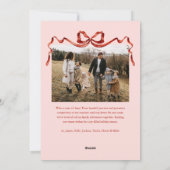Cartes Pour Fêtes Annuelles Aquarelle rose élégant Bow rouge Noël 4 Photo (Dos)