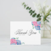 Cartes Pour Fêtes Annuelles Aquarelle rose et bleu Hydrangeas Merci (Debout devant)