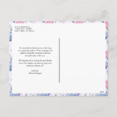 Cartes Pour Fêtes Annuelles Aquarelle rose et bleu Hydrangeas Merci (Dos)