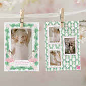 Cartes Pour Fêtes Annuelles Aquarelle rose et vert Noël Ballerinas Photo