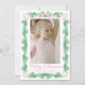 Cartes Pour Fêtes Annuelles Aquarelle rose et vert Noël Garland Photo (Devant)
