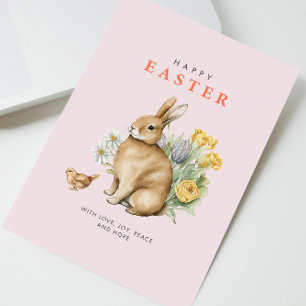 Cartes Pour Fêtes Annuelles Aquarelle rose Lapin de Pâques