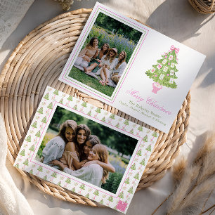 Cartes Pour Fêtes Annuelles Aquarelle rose Mahjong Arbre de Noël Photo