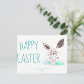 Cartes Pour Fêtes Annuelles Aquarelle rose mignonne lapin Joyeux Pâques (Debout devant)