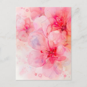 Cartes Pour Fêtes Annuelles Aquarelle rose Pétale Élégance