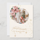 Cartes Pour Fêtes Annuelles Aquarelle rose Poinsettia Joyeux Noël Photo (Devant)