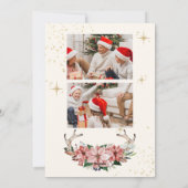 Cartes Pour Fêtes Annuelles Aquarelle rose Poinsettia Joyeux Noël Photo (Dos)