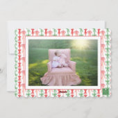 Cartes Pour Fêtes Annuelles Aquarelle rose Vert Bois Coquette Photo de Noël (Dos)