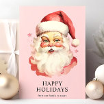 Cartes Pour Fêtes Annuelles Aquarelle rose Vintage Noël du Père Noël<br><div class="desc">Envoyez des salutations festives avec notre Pink Vintage Watercolor Santa Claus Christmas Holiday Card! Cette carte de charme présente une illustration nostalgique de l'aquarelle du Père Noël dressée contre un arrière - plan vibrant, ornée de délicats flocons de neige. Idéal pour répandre la joie des fêtes, cette carte capture l'esprit...</div>