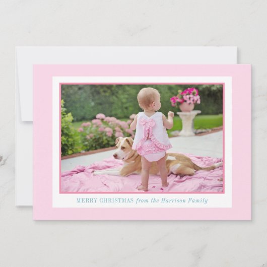 Cartes Pour Fêtes Annuelles Aquarelle rose Whimsical Bleu-Noisette Photo (Devant)