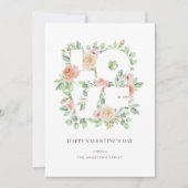 Cartes Pour Fêtes Annuelles Aquarelle Roses et verdure Aimer Saint Valentin (Devant)