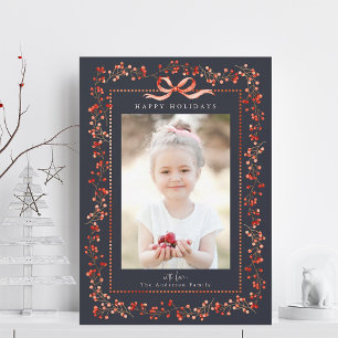 Cartes Pour Fêtes Annuelles Aquarelle Rouge Berry Frame Photo Marine Noël