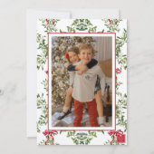 Cartes Pour Fêtes Annuelles Aquarelle Rouge Bow Mistletoe Garland Photo (Dos)