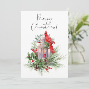 Cartes Pour Fêtes Annuelles Aquarelle rouge cardinale Oiseau Noël d'hiver