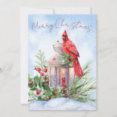 Cartes Pour Fêtes Annuelles Aquarelle rouge cardinale Oiseau Noël d'hiver (Devant)