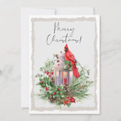 Cartes Pour Fêtes Annuelles Aquarelle rouge cardinale Oiseau Noël d'hiver (Devant)