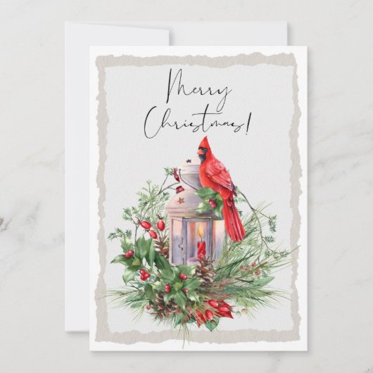 Cartes Pour Fêtes Annuelles Aquarelle rouge cardinale Oiseau Noël d'hiver (Devant)