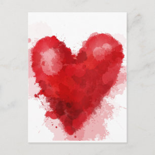 Cartes Pour Fêtes Annuelles Aquarelle rouge coeur gothique fille valentine
